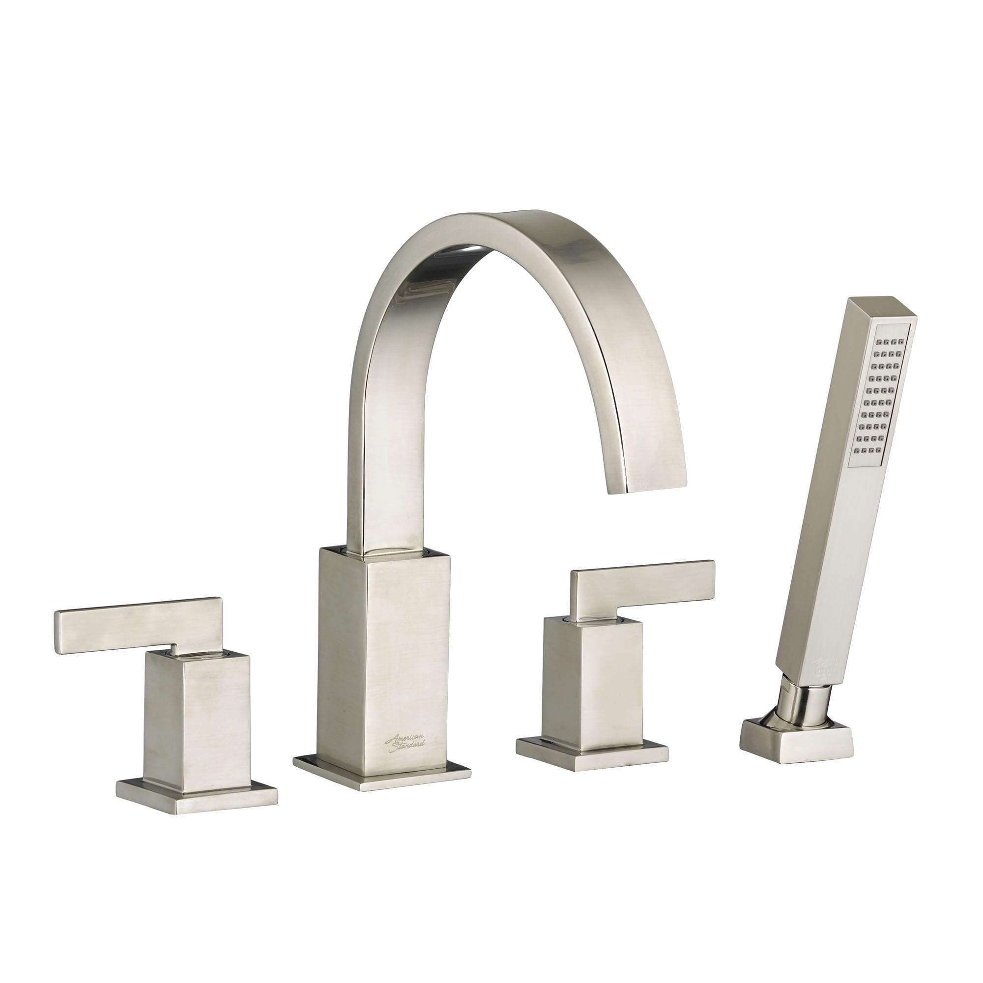 Time Square Bathtub Faucet With Lever Handles and Personal Shower for Flash Rough In Valve   BRUSHED NICKEL
